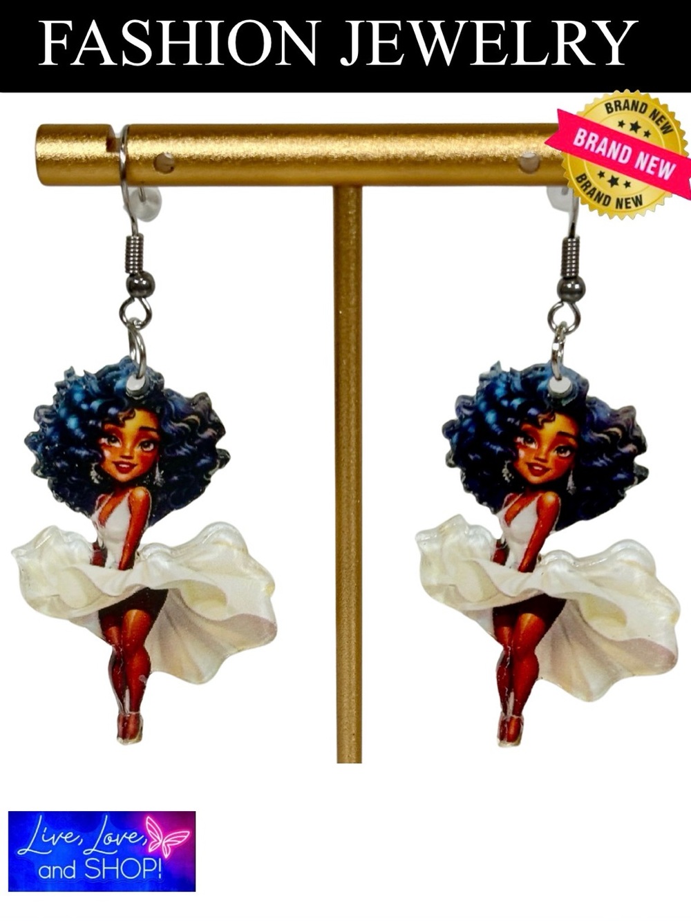 EARRINGS: African American Marilyn Monroe Inspired Pin-Up Girl, NWOT